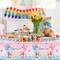 3 Pcs Bear Baby Shower Tablecloths Gender Reveal Table Covers Rectangle Plastic Bear Table Cloths for Baby Shower Gender Reveal Party Decorations